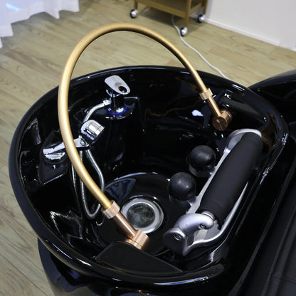 Luxuriöses automatisches Massage-Shampoo-Bett mit ergonomischem Design, LED-Lichtleiste, ideal zum Haarewaschen und Entspannen im Salon