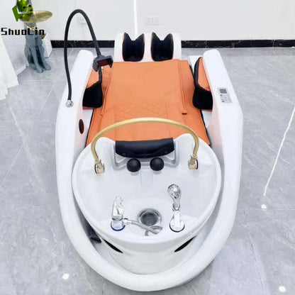 Luxury Salon Furniture Shampoo Chair Intelligent Full Body 4D Massage Electric Head Spa Shampoo Bed
