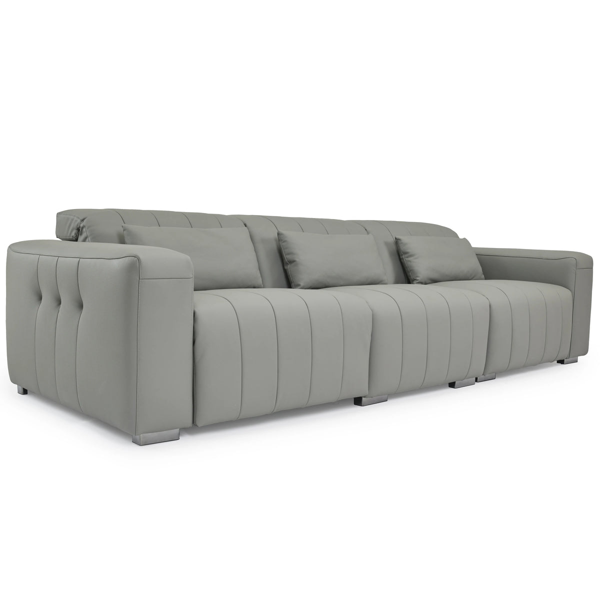 Dark Grey Genuine Leather Sectional Couches Luxury Electric Reclining Living Room Sofa