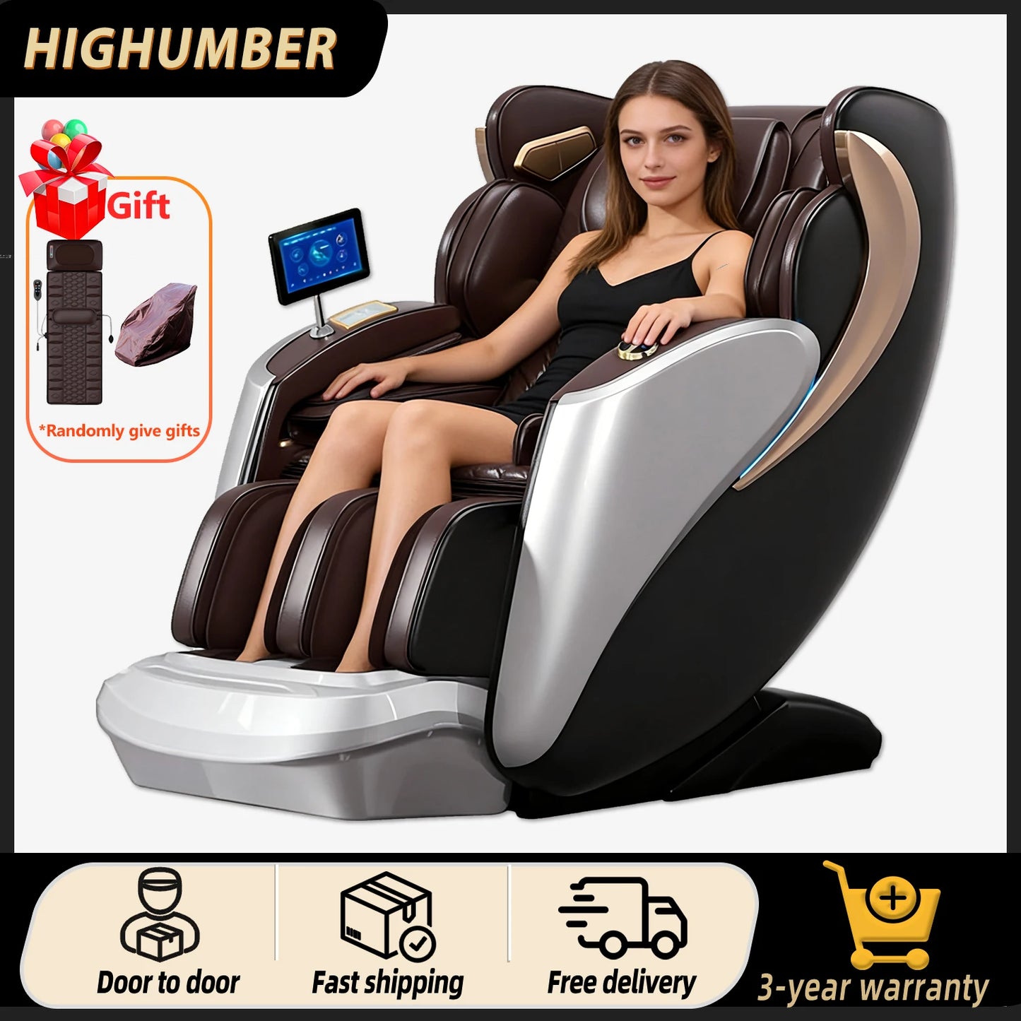 2025 Newest massage chair luxury 4D zero gravity Dual-core Full body Airbag Shiatsu Heating 3D Thai Stretch home Office chair