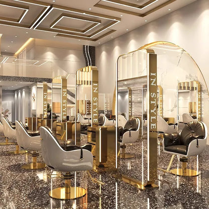 Barber shop mirror hair salon special hair salon mirror table single and double sided perm and dyeing trendy  with lamp floor