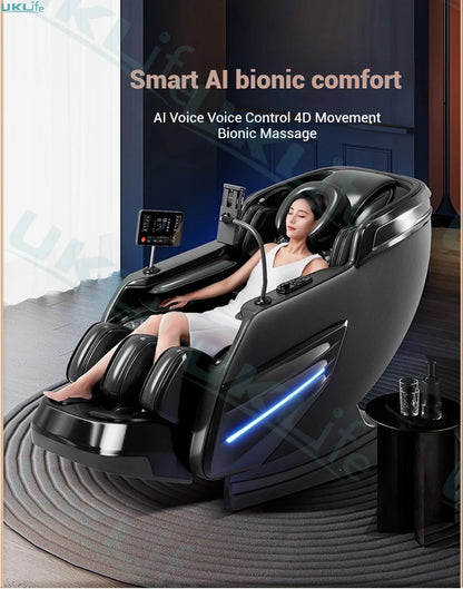 2025 Upgrade 6D Jade-Rollen-Massagesessel mit KI-Sprachsteuerung, automatischem Körperscan, Thai-Stretching & Handyhalter – Schwerelosigkeit F