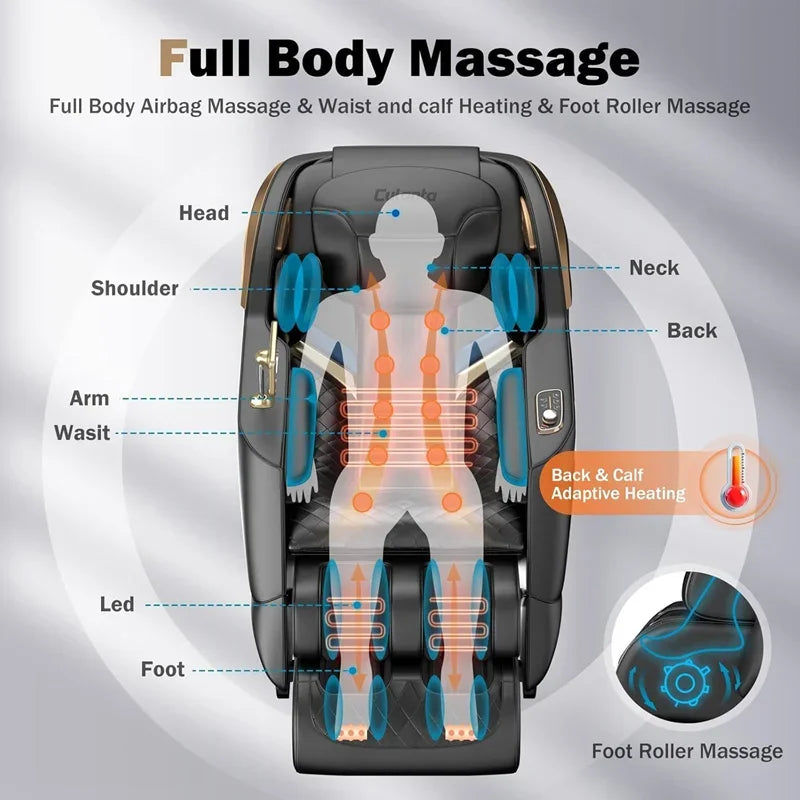 AUX 6D Shiatsu-Massagesessel, Smart-Massagesessel, Ganzkörper-Schwerelosigkeits-Streckmassagesessel, Relax-Massagesessel