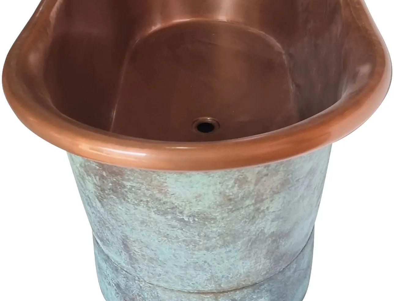 Grün Patiniertes Antik-Finish Freistehende Badewanne aus Kupfer Hochwertige handgefertigte elegante Standfuß-Badewanne