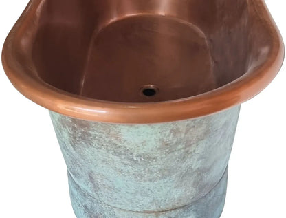 Grün Patiniertes Antik-Finish Freistehende Badewanne aus Kupfer Hochwertige handgefertigte elegante Standfuß-Badewanne