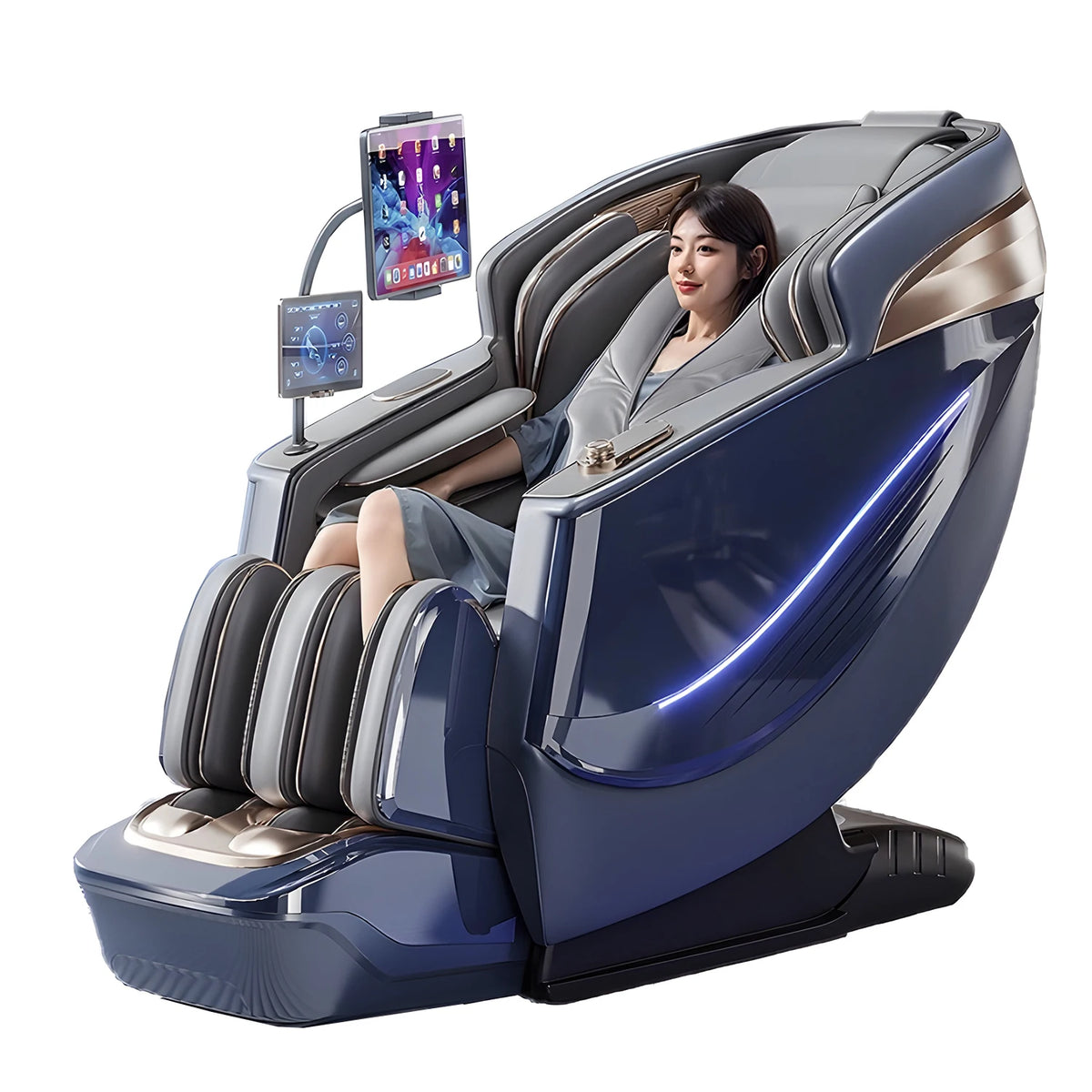 3 Jahre Garantie Elektrischer Massagesessel Intelligente Sprachsteuerung Kneten 6D+6D Dual Core Ganzkörperairbag Zuhause 3D Thai Stretch