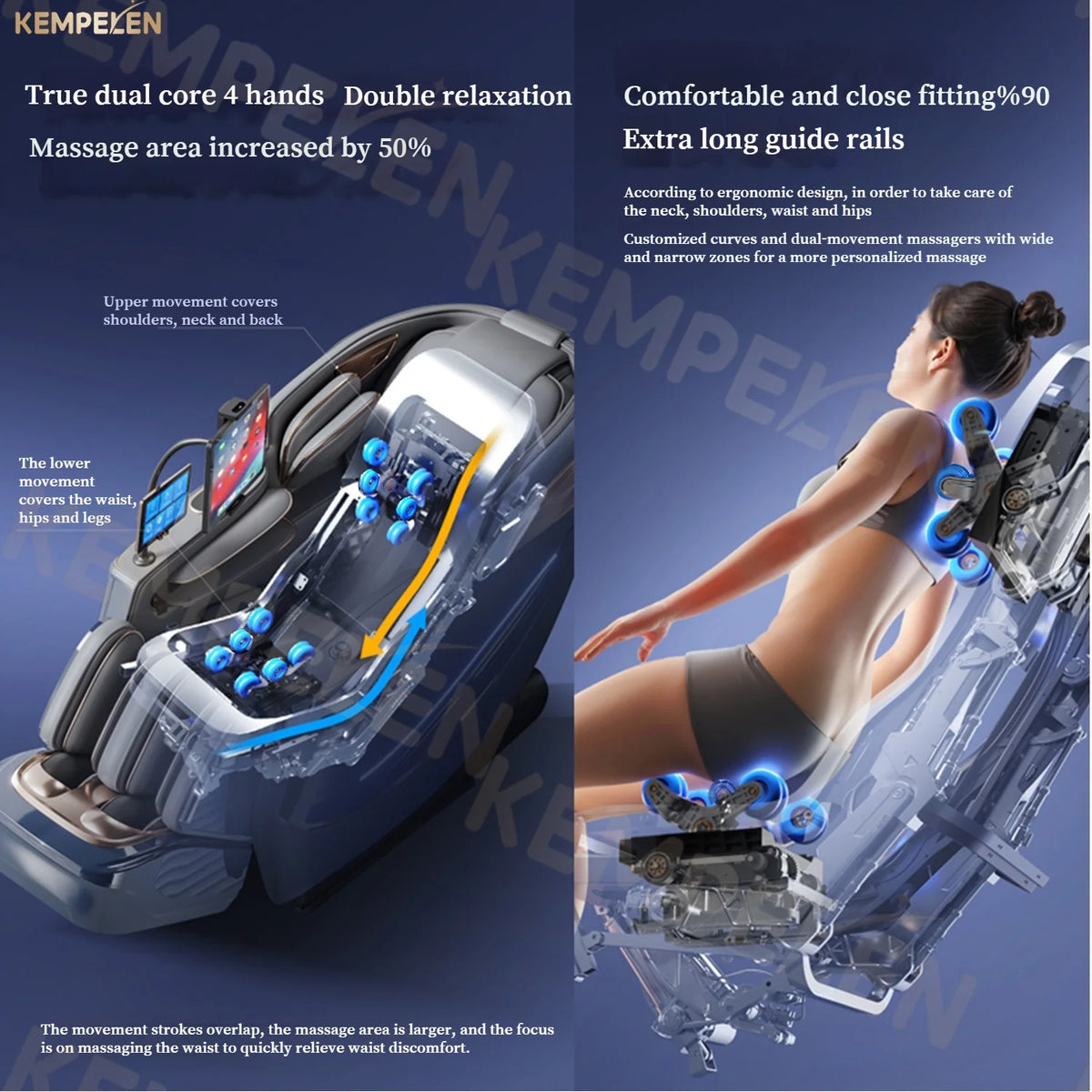 6D+ Dual-Core Massage Chair with 6-Hand 3D Therapy, Long SL Track & Heat – AI Voice Smart Relaxation for Total Body Comfort