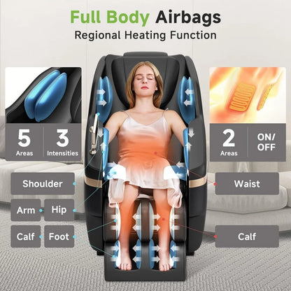 Ganzkörper-Massagesessel 2025, Zero-Gravity-Shiatsu-Massagesessel, Taillen- und Wadenheizung, Fußmassage,