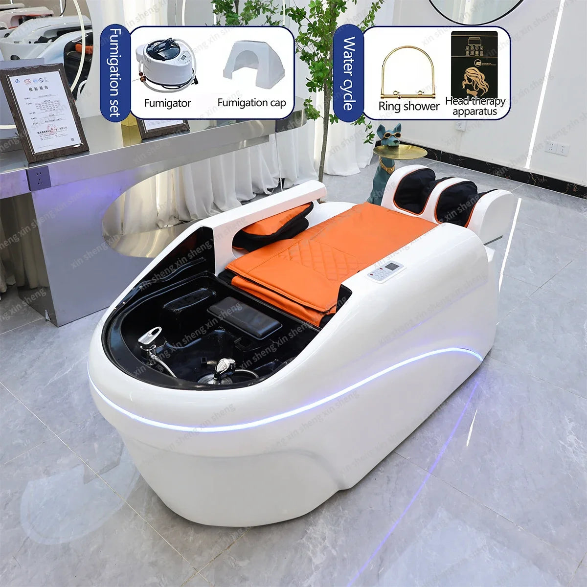 Factory Hair Salon Shampoo Bed Head SPA Fumigation Machine Electric Massage Table For Leisure Health Store Commercial Furniture