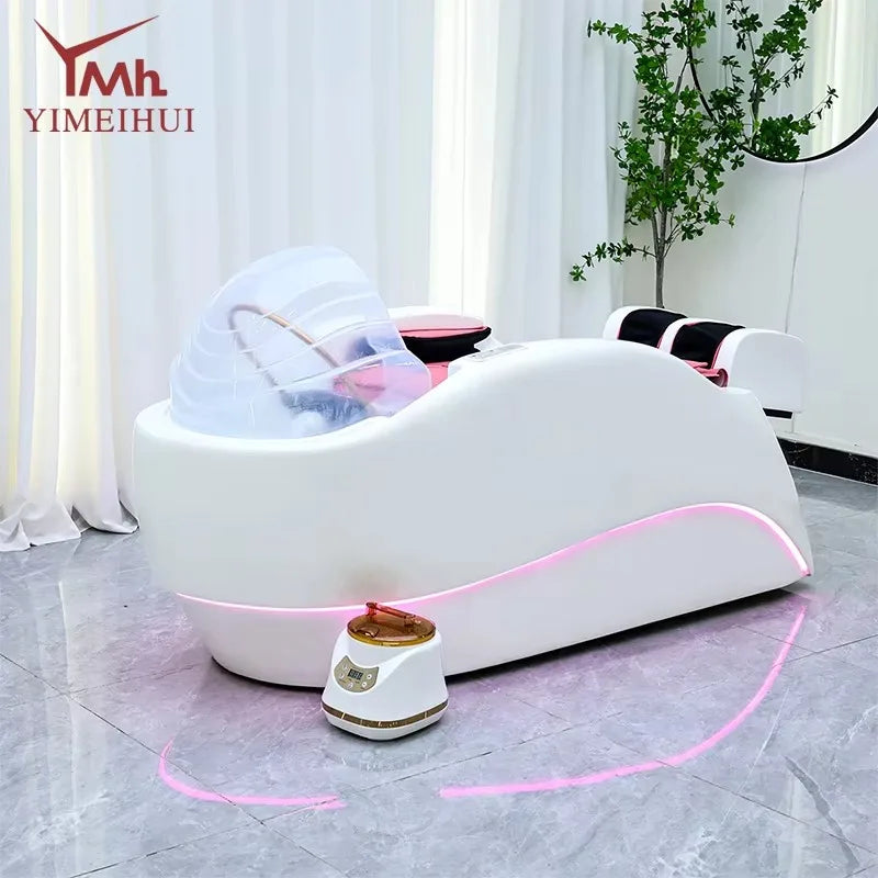 Friseursalon-Möbel Kopfhaut-Spa-Bett Elektrisches intelligentes 4D-Massage-Haarwasch-Wasserkreislauf-Shampoo-Stuhl mit Kopftherapie