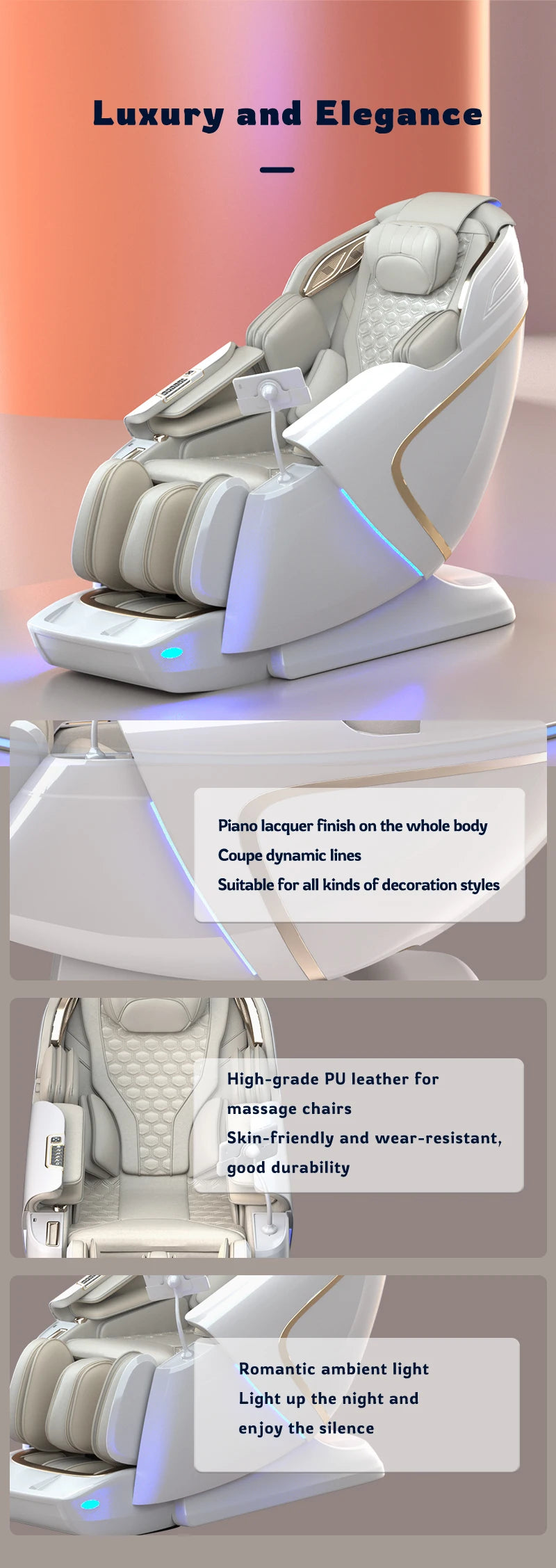 4D Zero Gravity Massage Chair with SL-Track/AirBag & 3D Body Scan - Dual Core Electric Recliner Sofa for Home Office