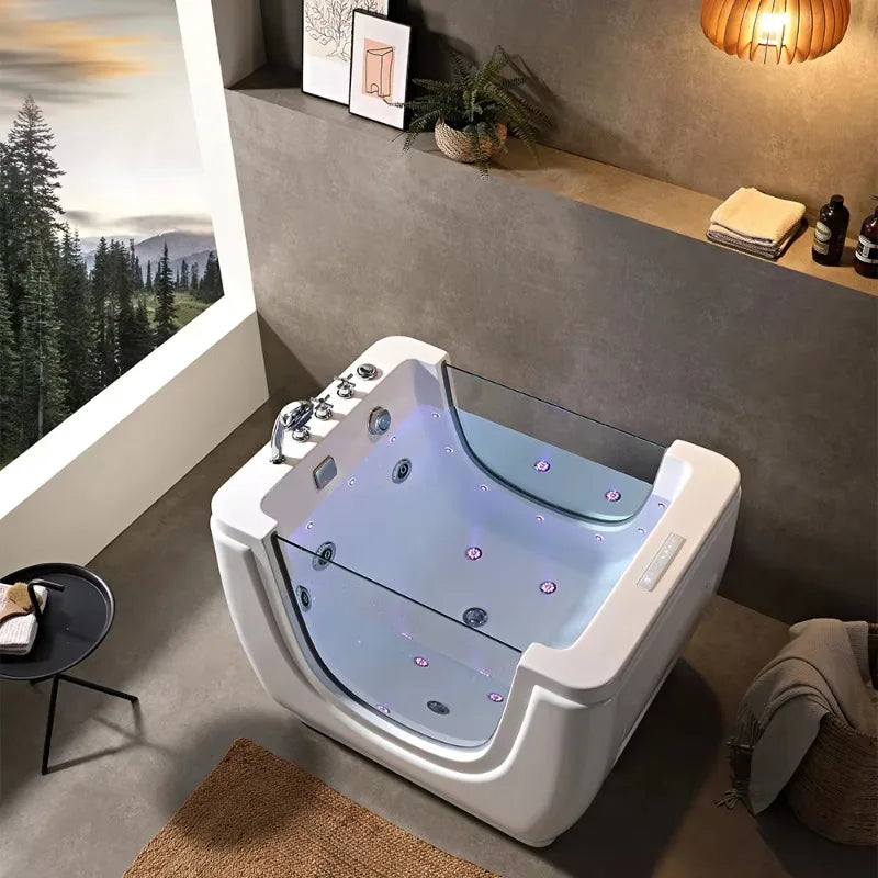 2026 Luxuriöse thermostatische Baby-Spa-Badewanne Whirlpool Freistehende Acryl-Bläschenmassage-Badewanne