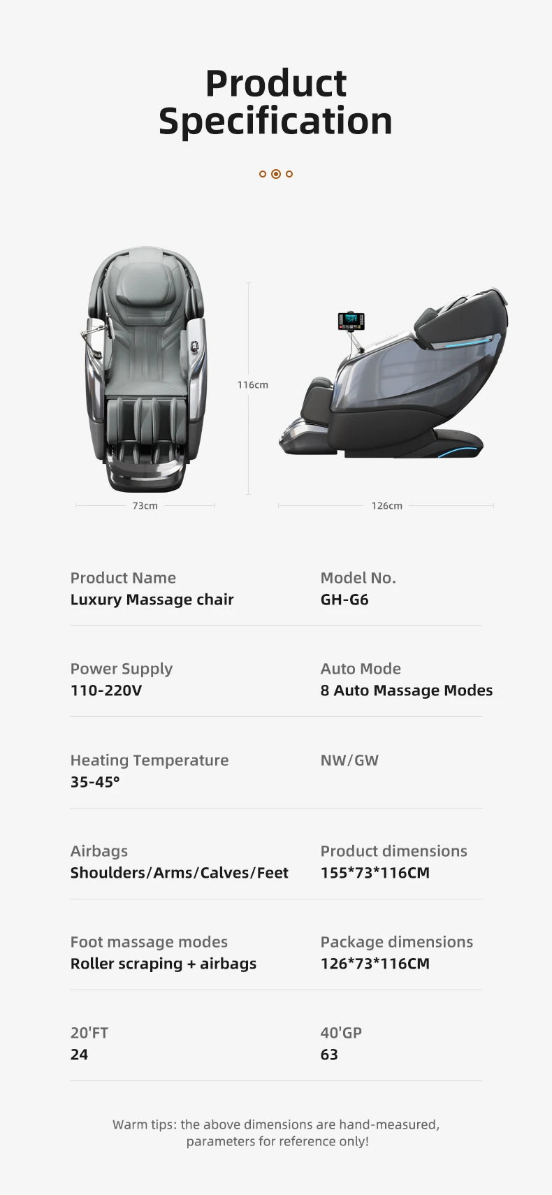 Massagesessel 5d Zero Gravity mit Heizung 2023 4d Massagesessel Kabelloses Telefonladegerät