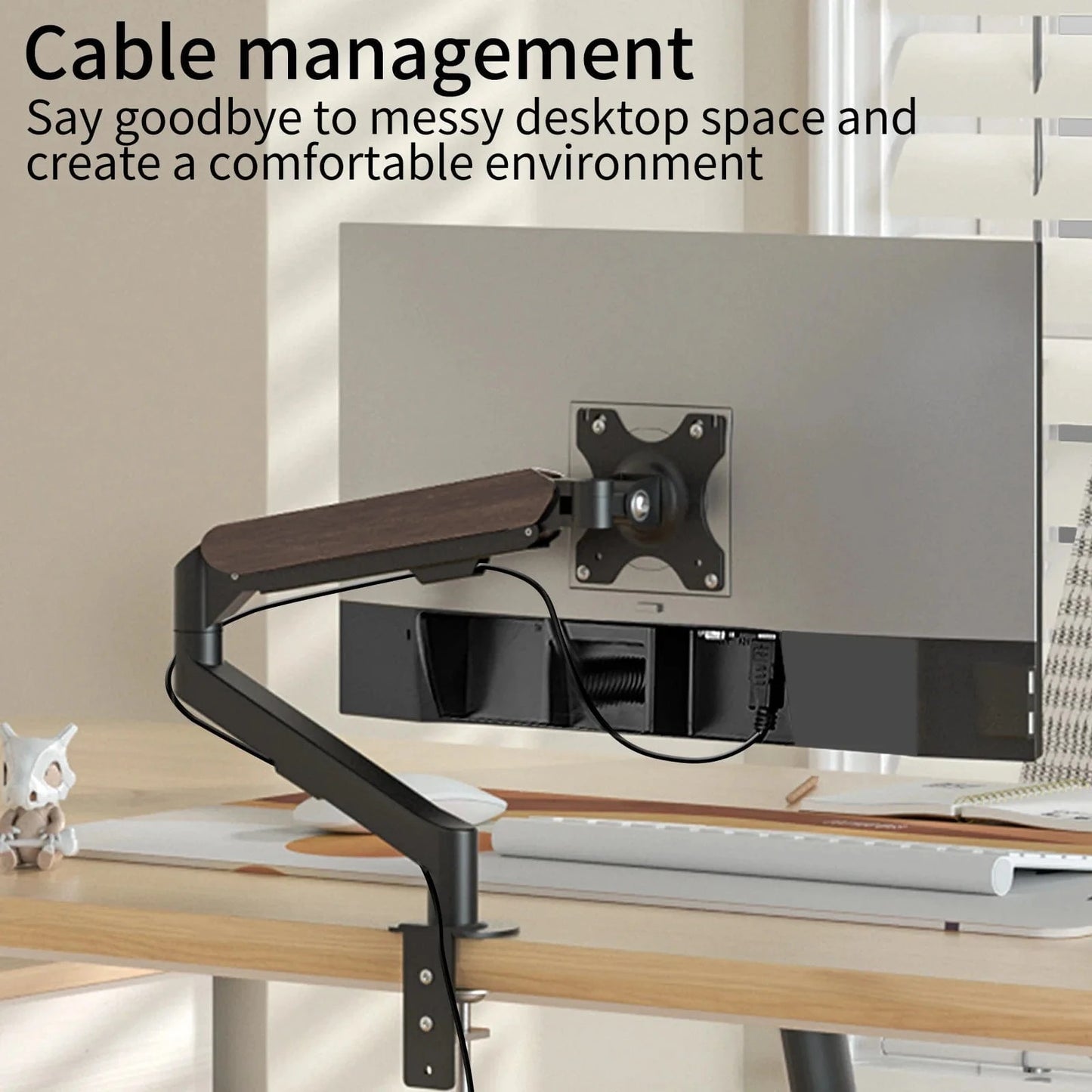 M5 Gas Spring Monitor Arm – Full Motion Desk Mount for LCD/LED Screens, Adjustable Stand Bracket