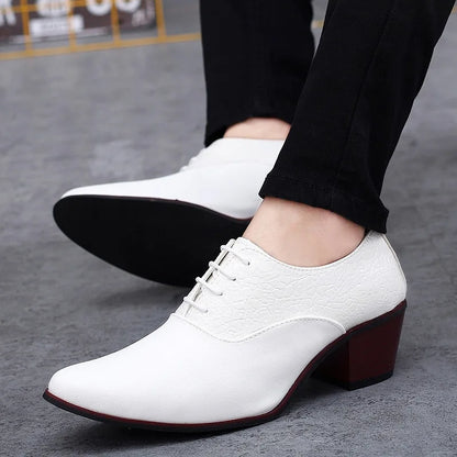 New Classic High Heel Men’s Leather Oxfords – Luxury Designer Wedding & Formal Shoes