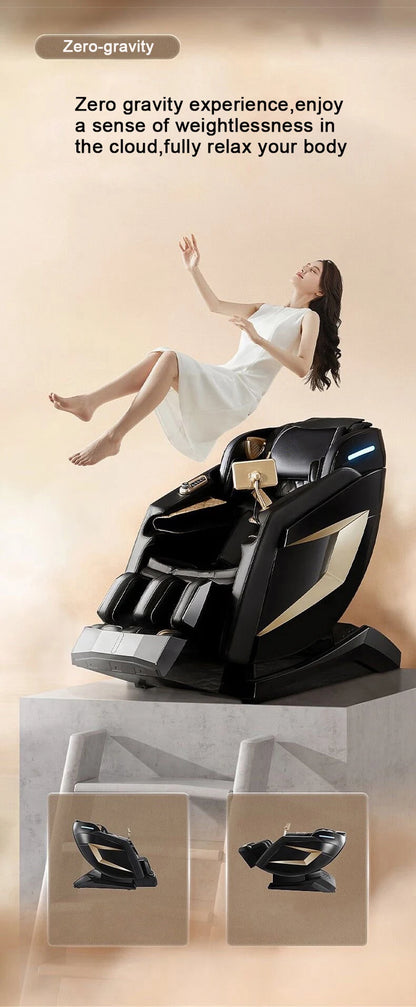 2025 4D-Massagesessel Ganzkörper-Massagesessel mit Schwerelosigkeit, verlängerter Fußstütze, SL-Schiene, Yoga-Stretch, Fußrollen und Heizung