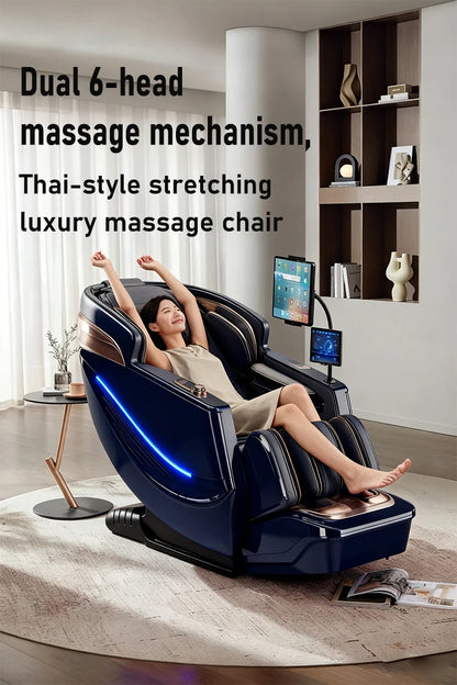 3 Jahre Garantie Elektrischer Massagesessel Intelligente Sprachsteuerung Kneten 6D+6D Dual Core Ganzkörperairbag Zuhause 3D Thai Stretch