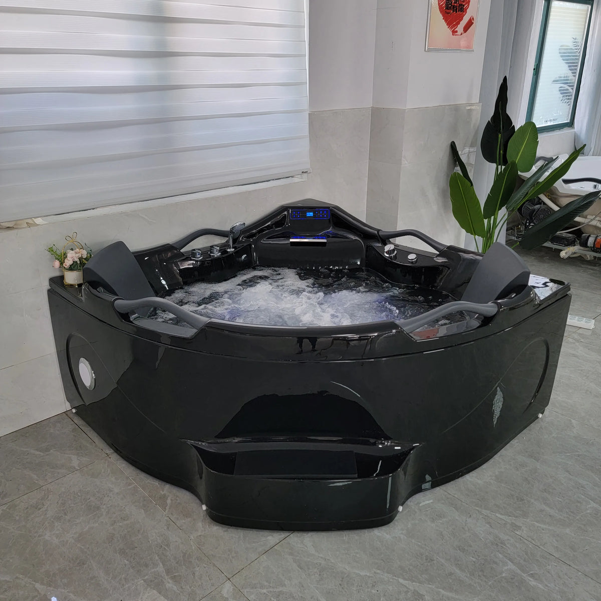 Black Acrylic Massage Bath Tubs Bathtubs & Whirlpools Corner Massage Bathtub Hot Tub for Soaking