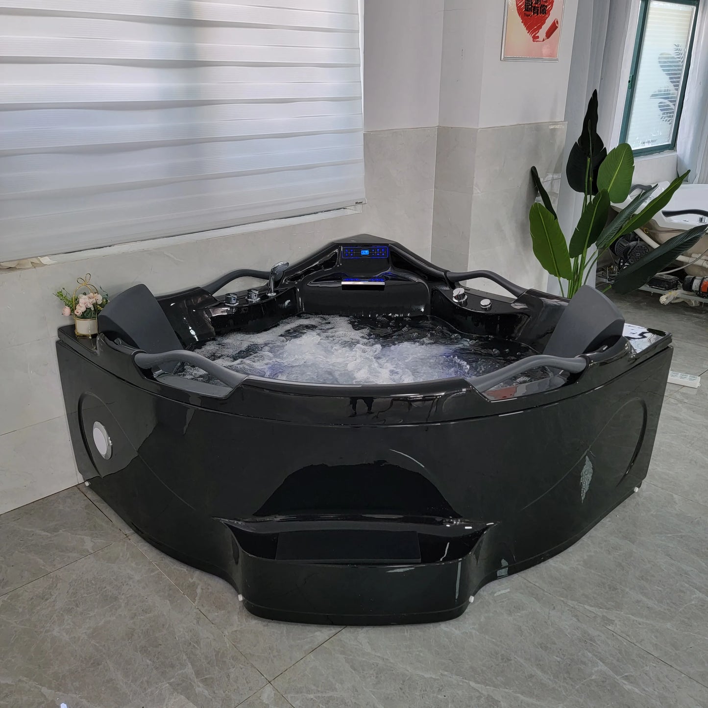 Black Acrylic Massage Bath Tubs Bathtubs & Whirlpools Corner Massage Bathtub Hot Tub for Soaking