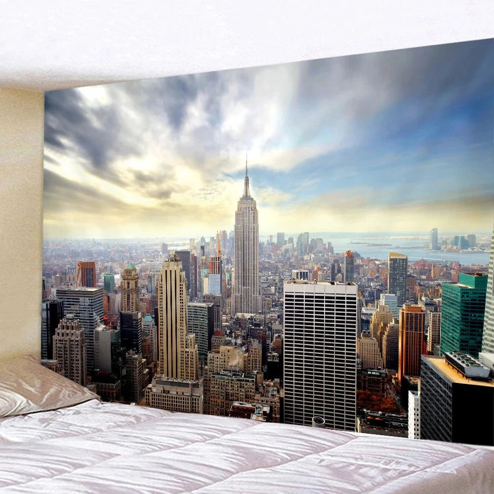 New York City Night View Tapestry – Boho Wall Hanging &amp; Home Decor