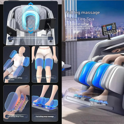 2025 4D-Massagesessel Shiatsu-Massage Ganzkörpermassagesessel Schwerelosigkeit, ausziehbare Fußstütze, SL Track Heizung Airbags, Heizung