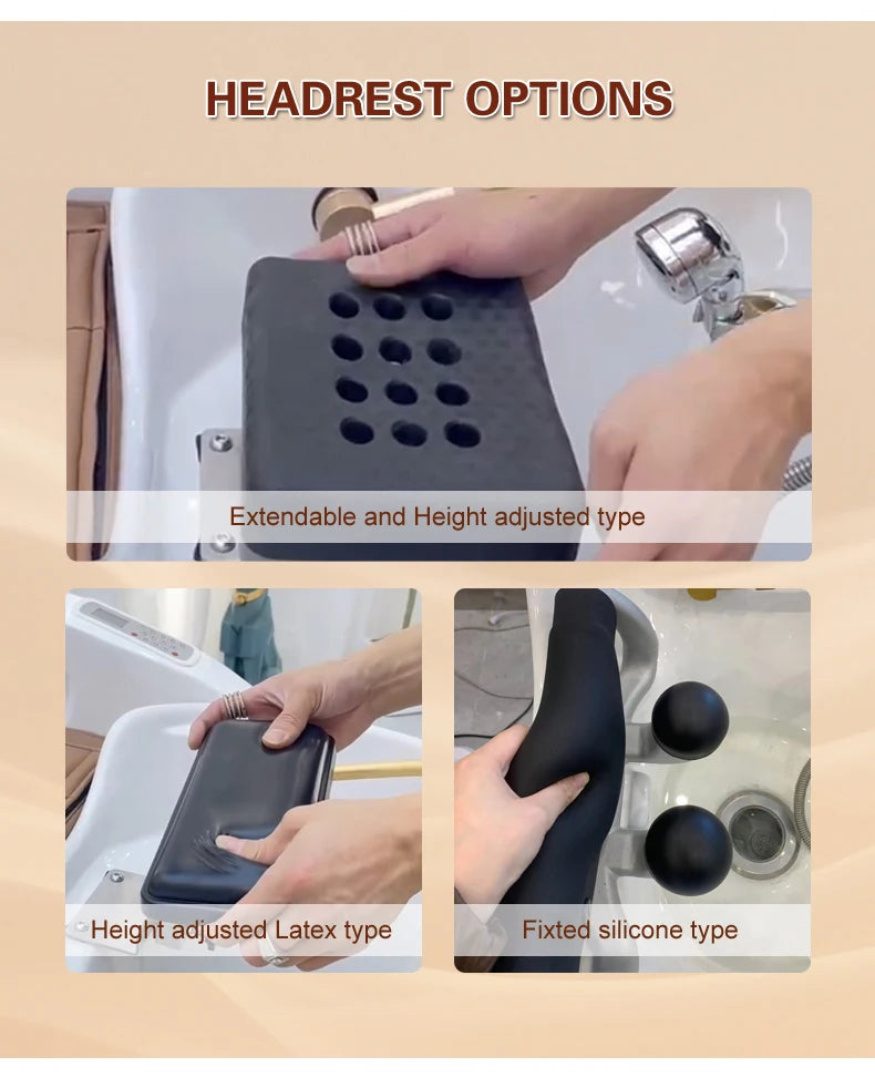 Multifunktionaler japanischer Head Spa Haarwaschsessel mit bequemer Kopfstütze, modernes Design für Friseursalons, Fabrikpreis