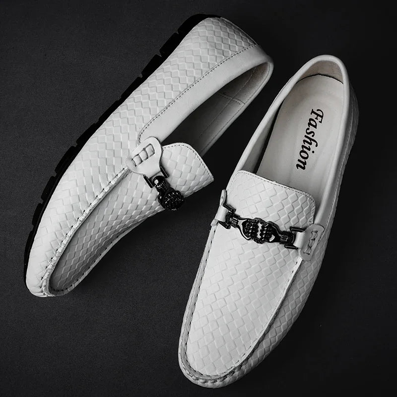 Herren Sommer Mokassins aus echtem Leder – Atmungsaktive Slip-On-Fahrschuhe