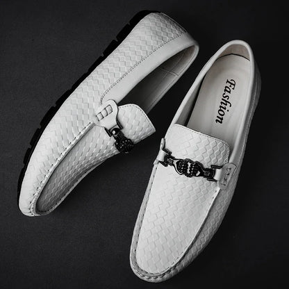 Herren Sommer Mokassins aus echtem Leder – Atmungsaktive Slip-On-Fahrschuhe