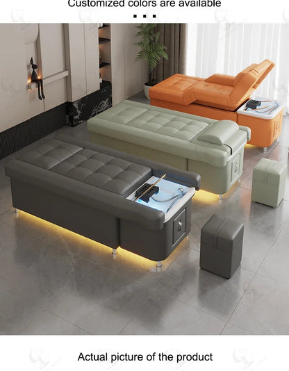 2026 Custom Luxury Modern Head Spa Foot Bath Back Lift Electric Reclining Massage Shampoo Bed