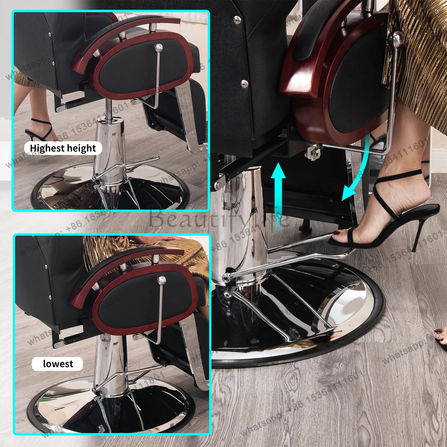 Friseur Stuhl Schönheitsstuhl Friseurstuhl Hydraulik Neigbar 360° Drehbar Salon Ausrüstung