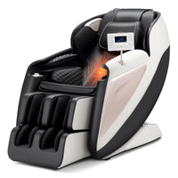 SucceBuy Massagesessel 4D Ganzkörper-Schwerelosigkeitssessel mit SL-Schiene, Dehnungsfunktion, KI-Sprachsteuerung, Heizung, Fußrollen und einziehbarer Fußstütze