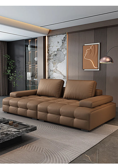 Modern Minimalistisches neues Leder Wohnzimmer Lawrence Italienisches leichtes Luxus gerades L-förmiges modulares Faules Weiches Tatami Lounge Sofa