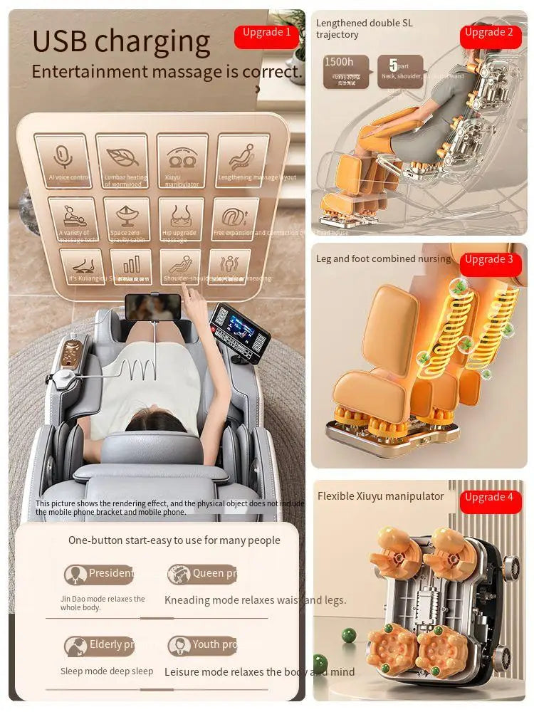 Style moderne maison meubles de luxe en cuir véritable Commercial sain USB connecter chaise de Massage intelligente télécommande pour le corps