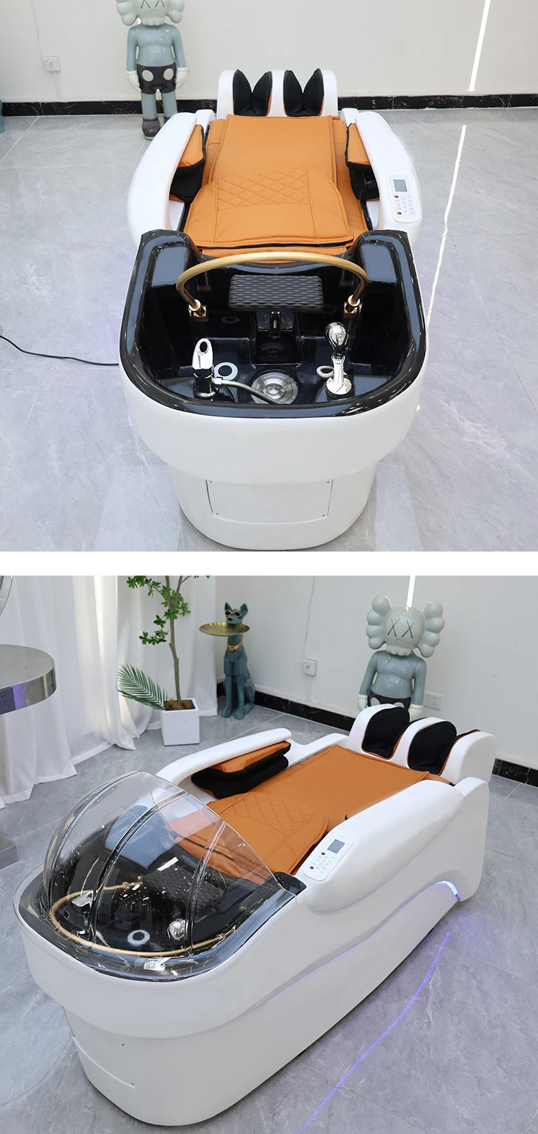 Salon Furniture Ceramic Wash Basin Head Spa Water Therapy Bed Shampoo Massage Bed with Sink for Hair Salons
