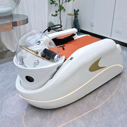 Professional Electric Massage Lay Down Water Circulation Head Spa Massage Bed for Hair Salon