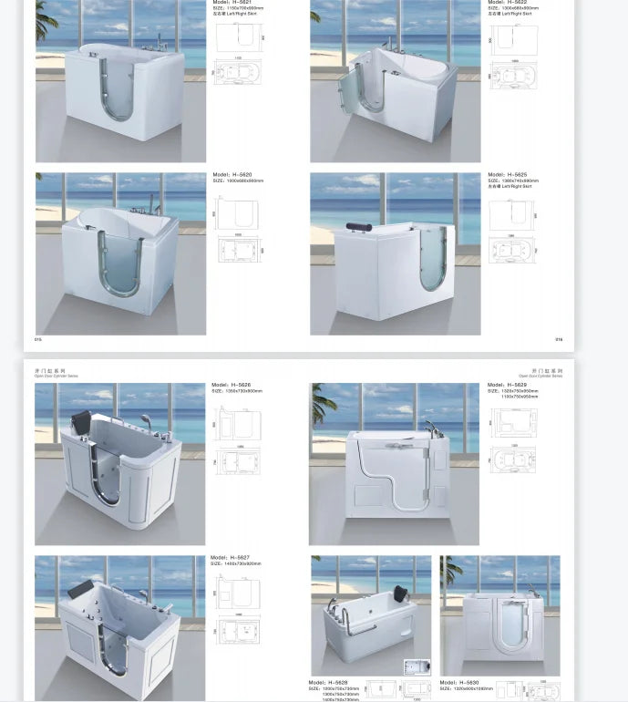 Acryl-Badewanne für Senioren, behindertengerechte Badewanne, begehbare Badewanne