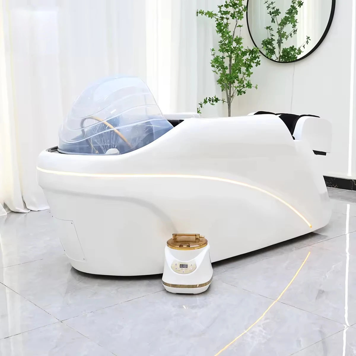 Modern Design Salon Head Therapy Bed Synthetic Leather Automatic Massage Shampoo Chair Hair Spa Equipment