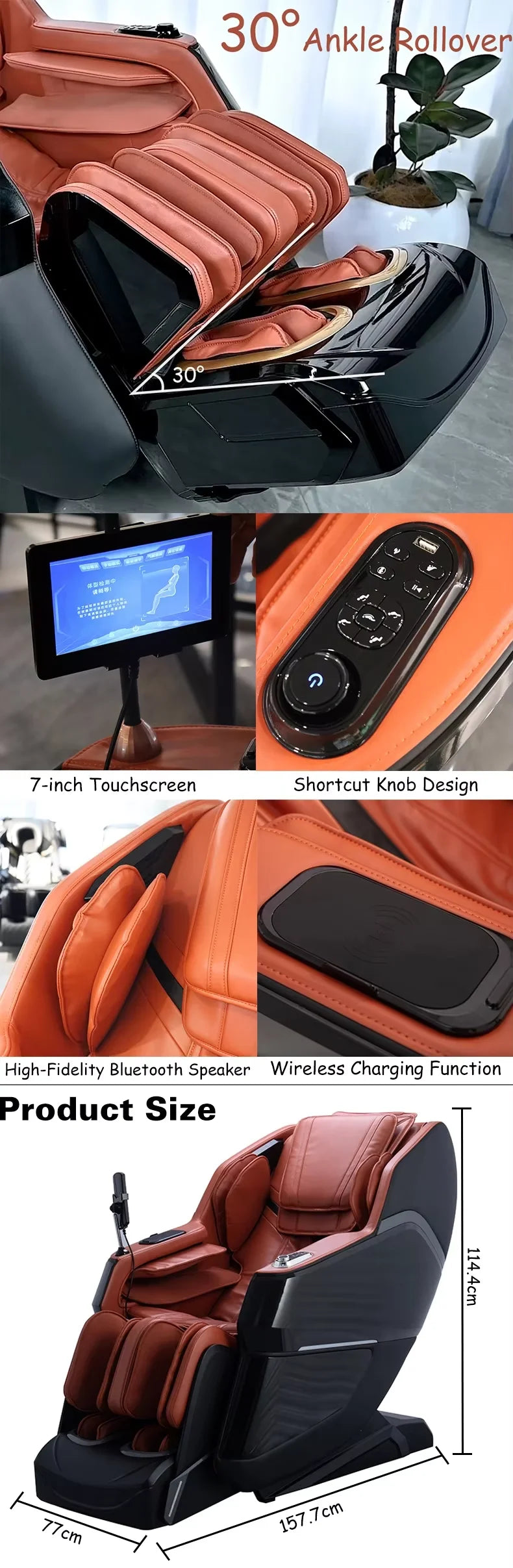 Massagesessel Luftdruck-Shiatsu Elektrische Heizung Luxus Ganzkörper-Zero-Gravity 3D-Massagesessel mit digitalem Bildschirm