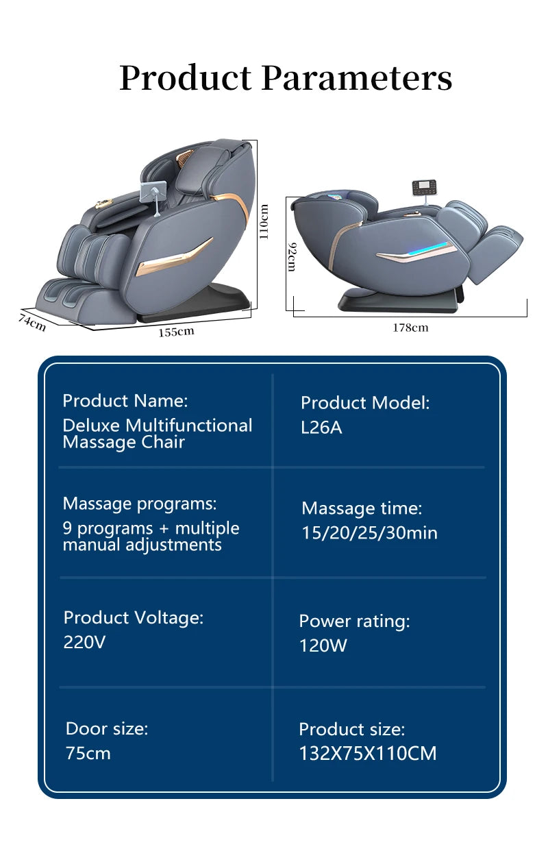 Massage Chair Full Body New Model Home Office Factory Electric Heating Kneading Luxury Zero Gravity Recliner Massage Chair
