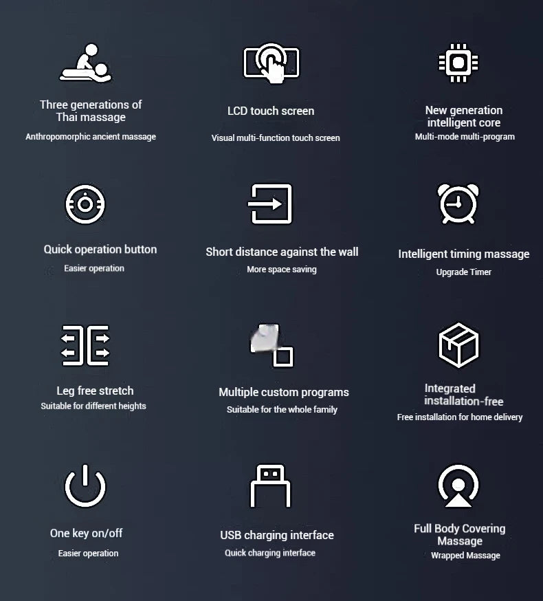 2025 4D-Massagesessel Shiatsu-Massage Ganzkörpermassagesessel Schwerelosigkeit, ausziehbare Fußstütze, SL Track Heizung Airbags, Heizung