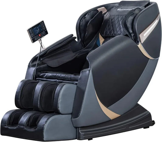 PayLeeHere Ganzkörper-Shiatsu-Massagesessel mit Schwerkraft-, Luftmassagesystem, Wermuttherapie und Bluetooth-Lautsprecher, Schwarz