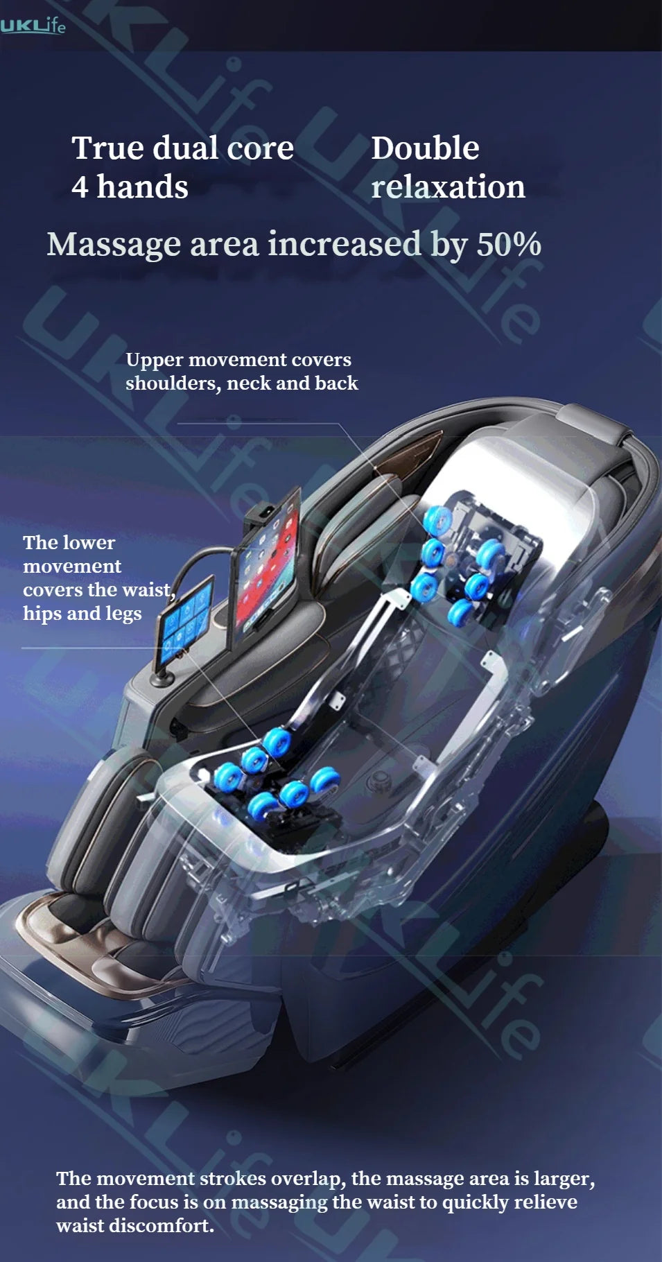Dual Core 6D Massagesessel mit SL-Schiene, Heizschal, Thai-Stretch & KI-Sprachsteuerung – Ganzkörper-Schwerelosigkeitsliege
