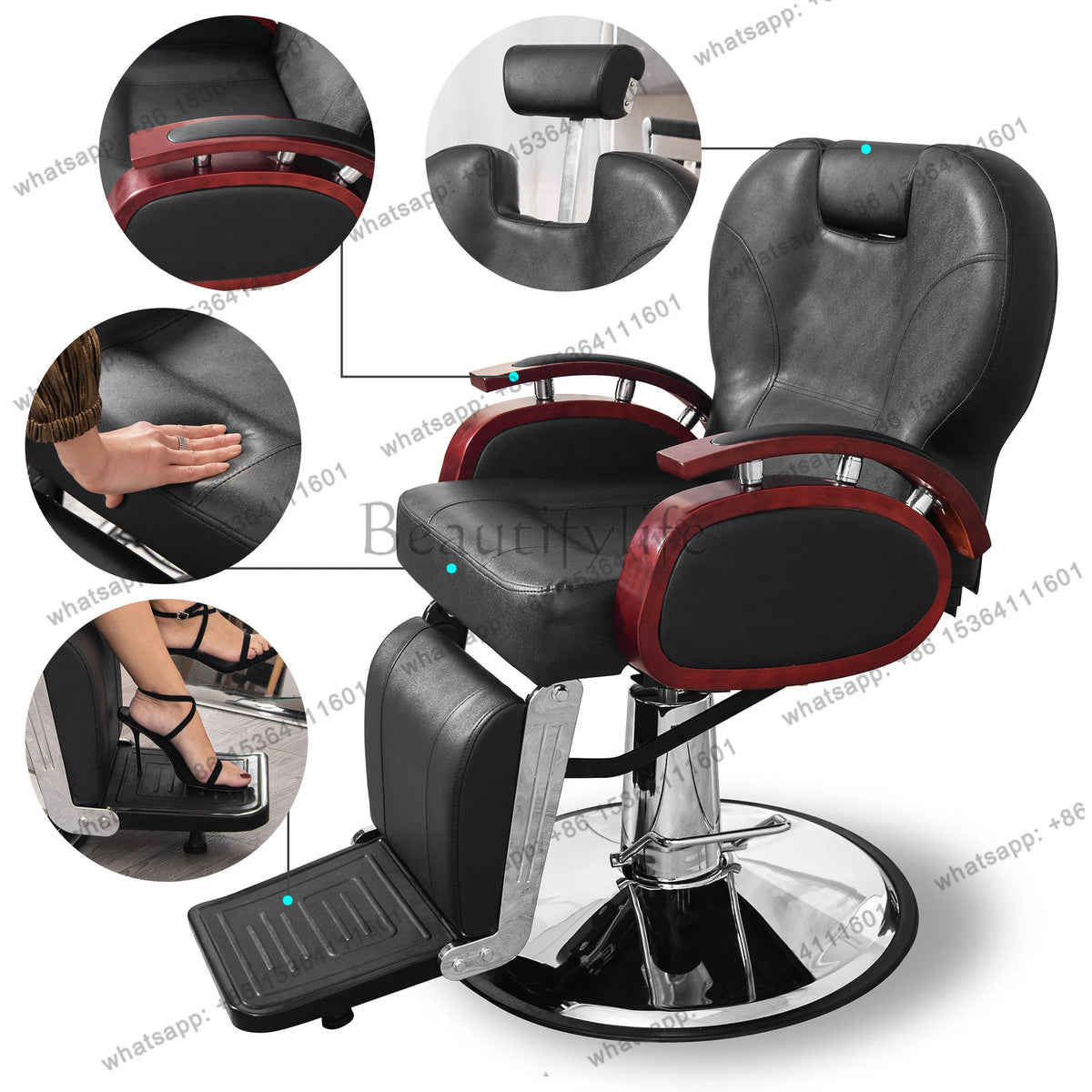 Friseur Stuhl Schönheitsstuhl Friseurstuhl Hydraulik Neigbar 360° Drehbar Salon Ausrüstung