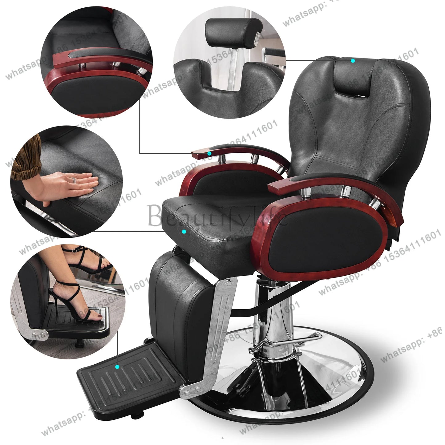 Friseur Stuhl Schönheitsstuhl Friseurstuhl Hydraulik Neigbar 360° Drehbar Salon Ausrüstung