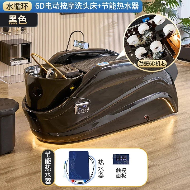 Elektrisches intelligentes Massage-Shampoo-Bett für Friseursalons, spezielles Begasungs-Kopfbehandlungs-Wasserzirkulationsbett