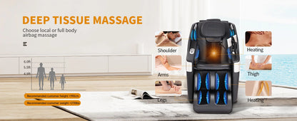 SL Track 3D Massage Chair with Body Scan, Zero Gravity Shiatsu Massager Chair with Heat, Foot Roller, Bluetooth for Home Office