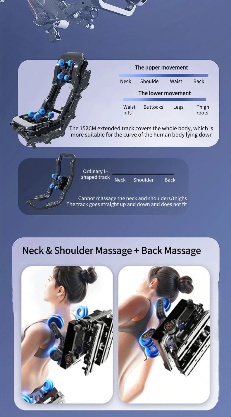 4D Smart Sensory Dual-Movement-SL-Track-Massagesessel, Thai-Stretch, elektrische Beinauflage, Liegesofa, Zero Gravity, Home-Office-Sessel