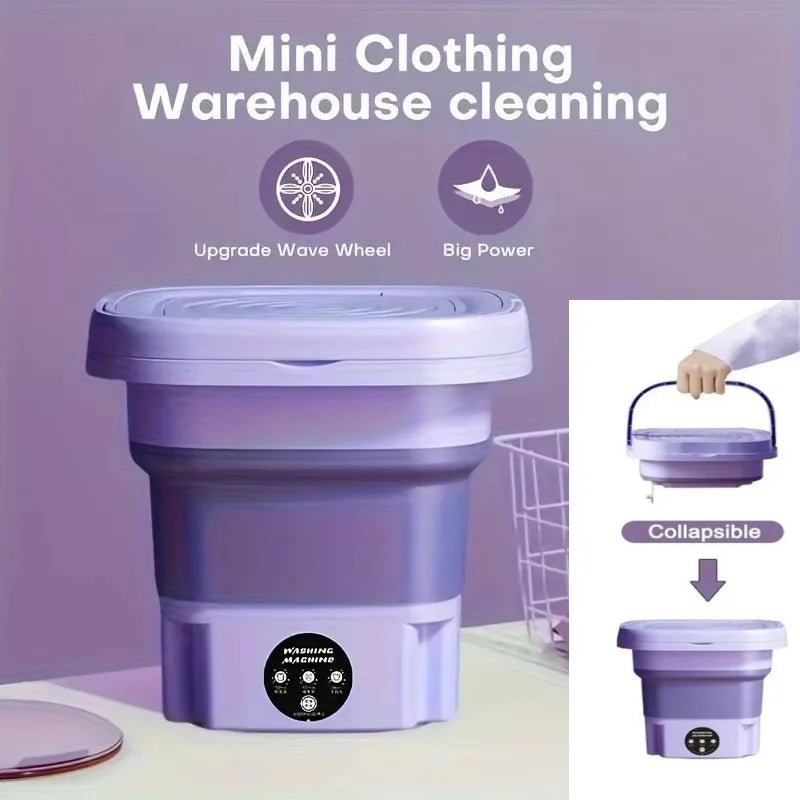 Kleine tragbare, faltbare 8-Liter-Waschmaschine mit Rotations-Wäschetrockner, für Socken, Unterwäsche, Slips, Mini-Haushaltswaschmaschine