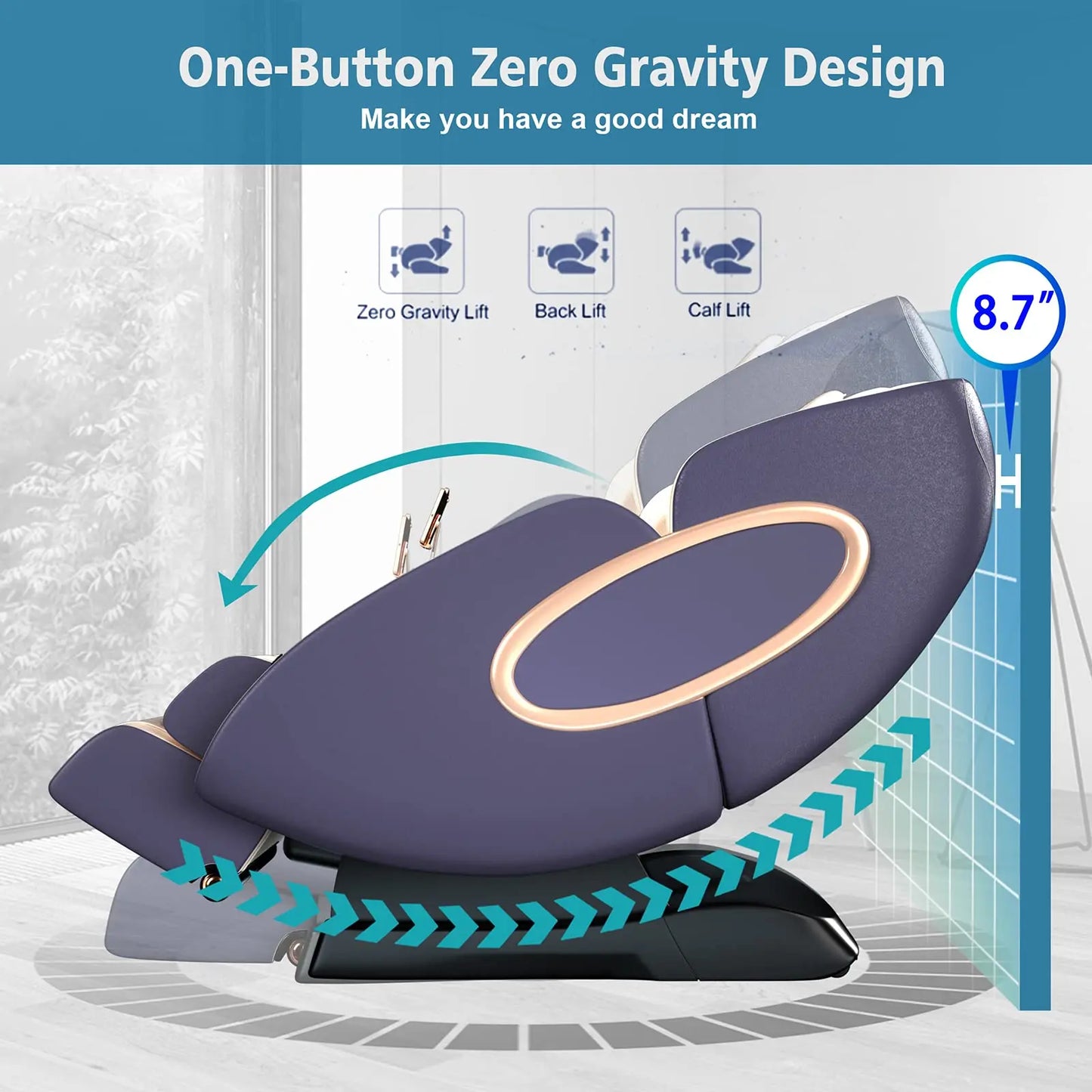 APP-Steuerung 4D-Massagesessel SL-Track Ganzkörper-Shiatsu-Massagesessel Zero Gravity mit Yoga-Stretching-Fußmassageroller