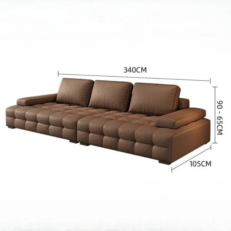 Modern Minimalistisches neues Leder Wohnzimmer Lawrence Italienisches leichtes Luxus gerades L-förmiges modulares Faules Weiches Tatami Lounge Sofa